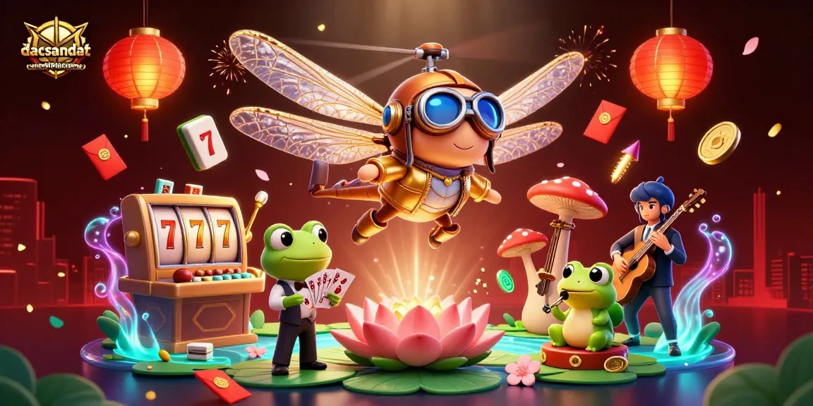 Experience thrilling gaming action with dacsandatphanrang at an engaging lily pad casino featuring vibrant characters.