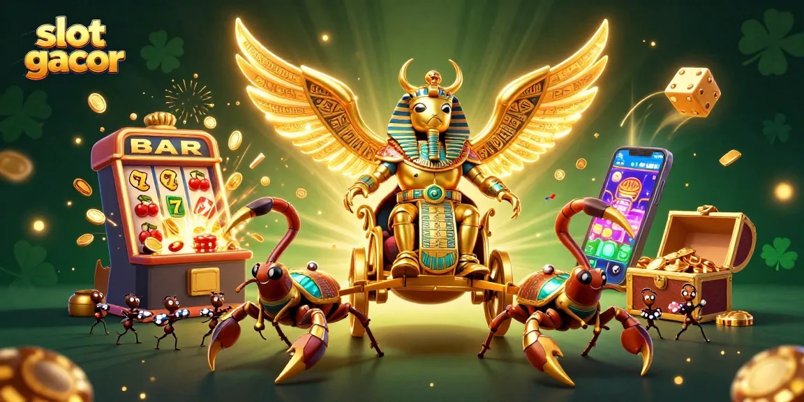 Menangkan slot gacor dengan ilustrasi menarik raja kasino dan simbol keberuntungan.