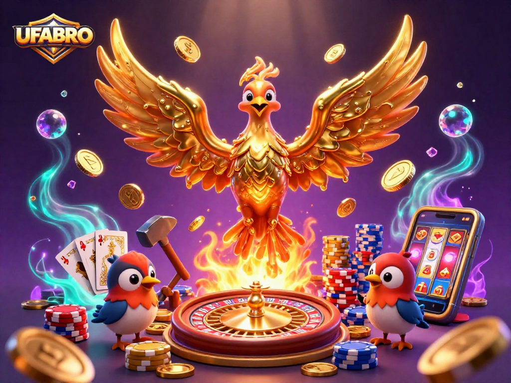 Experience epic wins at UFABRO with a molten phoenix and golden gambling treasures.