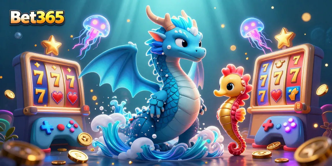 Bet365 engages players with vibrant gaming experience featuring a water dragon and jackpot slots.