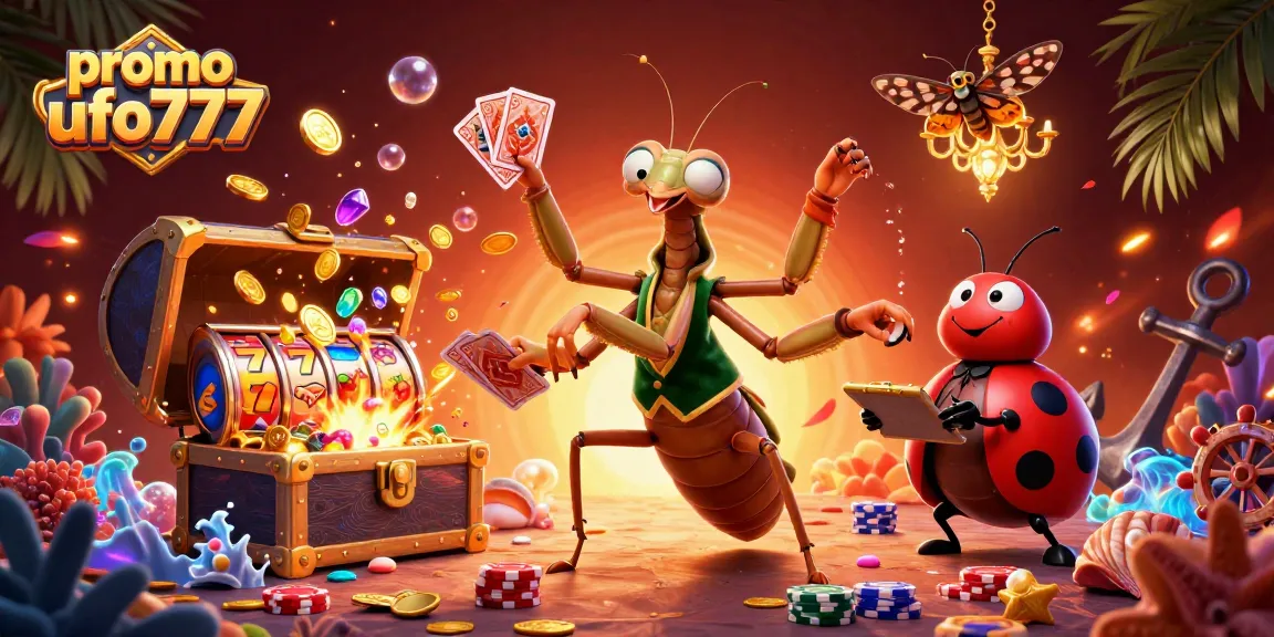 Win big with promo ufo777 bonuses presented by a giant mantis dealer and ladybug pit boss.