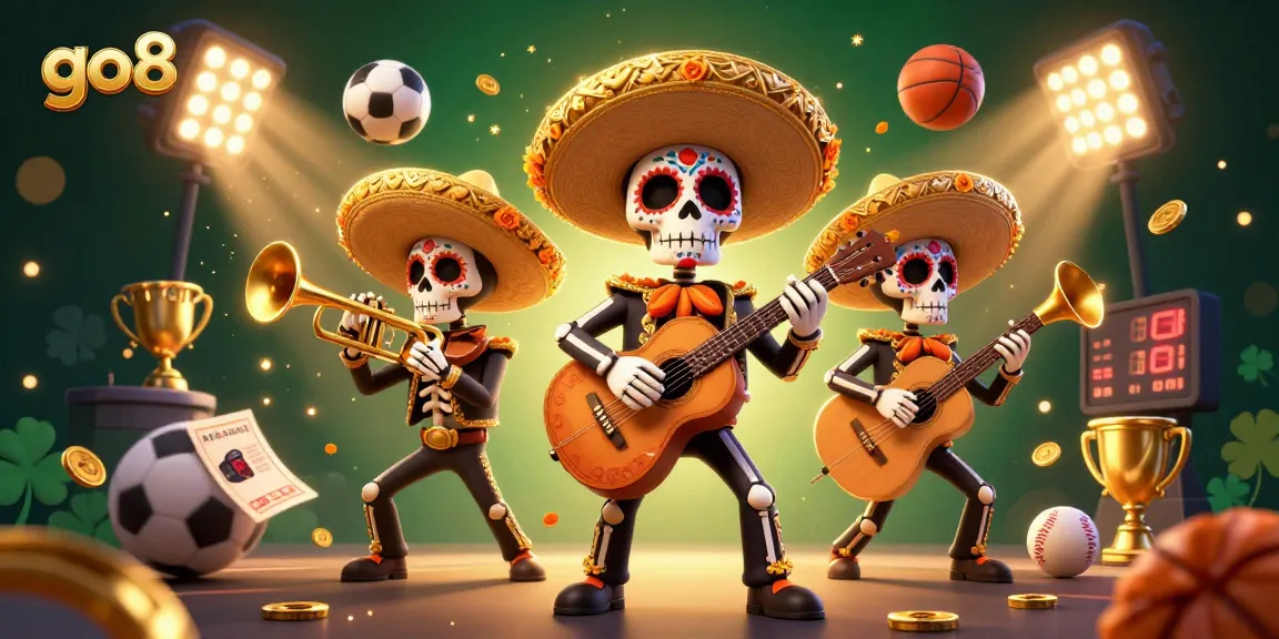 Win big with go8 at this vibrant casino fiesta featuring a lively mariachi band.