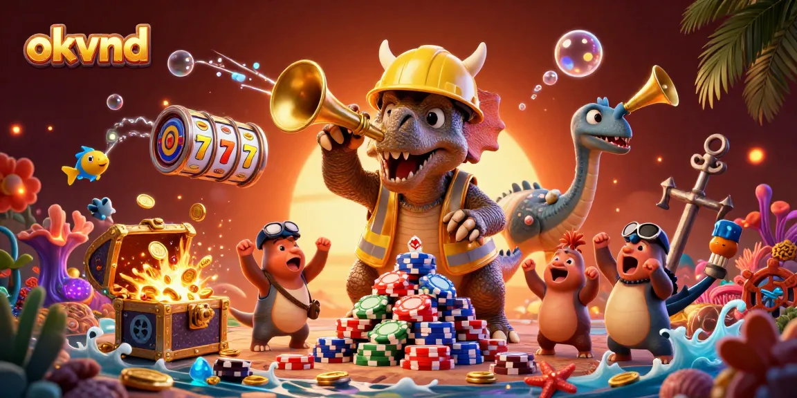 Spin your luck at okvnd with vibrant illustrations of gamblers and casino treasures.