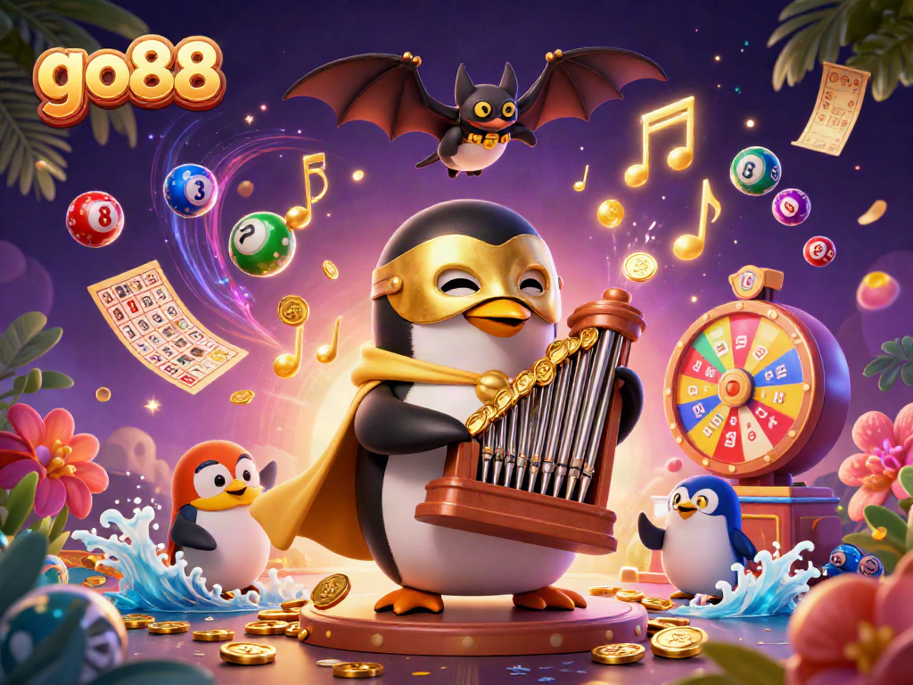 Engage with go88's dynamic online gaming experience featuring vibrant casino elements and exciting characters.