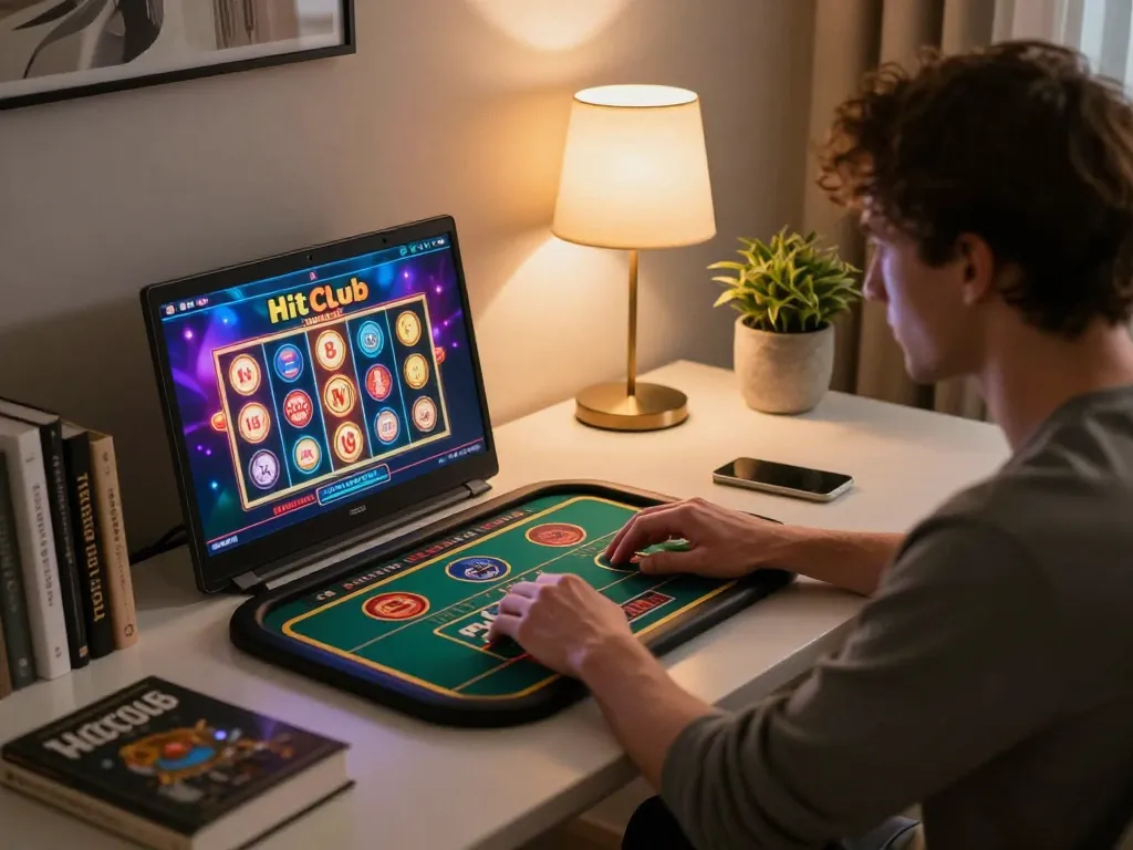 Enjoying online gaming at hitclub from a stylish home setup with engaging visuals.