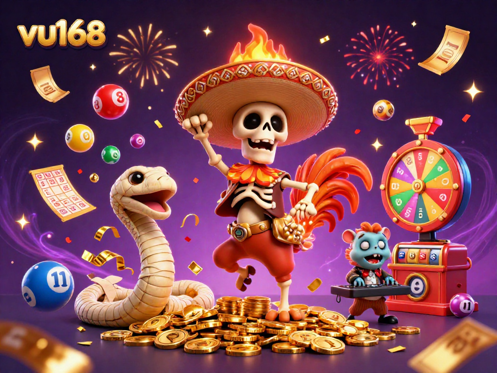 Experience thrilling wins at vu168 with dynamic casino characters and vibrant lottery elements.