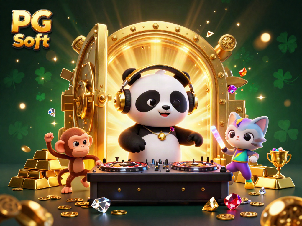 Pemain mempersembahkan keseruan PG Soft dengan DJ panda, monyet breakdance, dan warna-warni gemerlap di kasino.