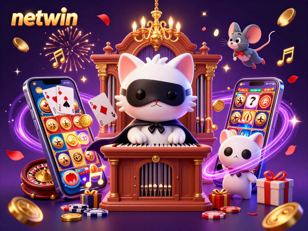 Experience thrilling gameplay at netwin with a whimsical casino scene featuring iconic characters and vibrant elements.