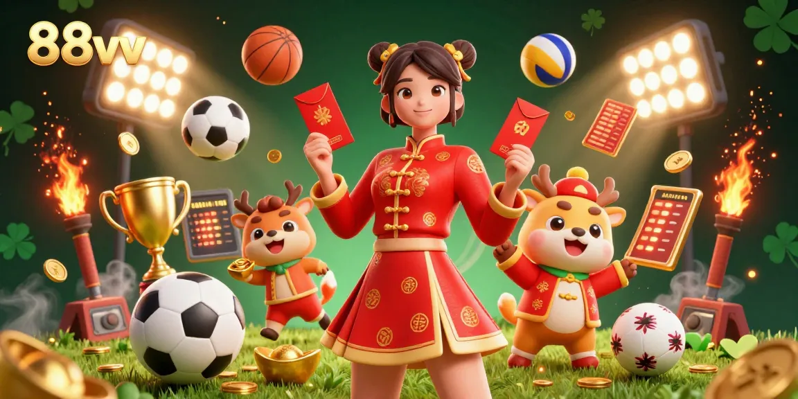 Experience thrilling games at 88vv with a vibrant scene of sports and festive celebration.