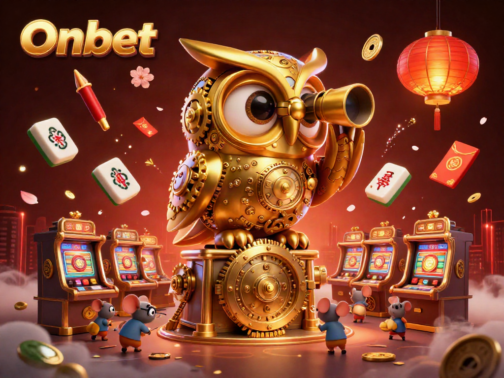 Experience thrilling gaming excitement at Onbet with a whimsical 3D illustration of cartoon characters in a vibrant casino environment.