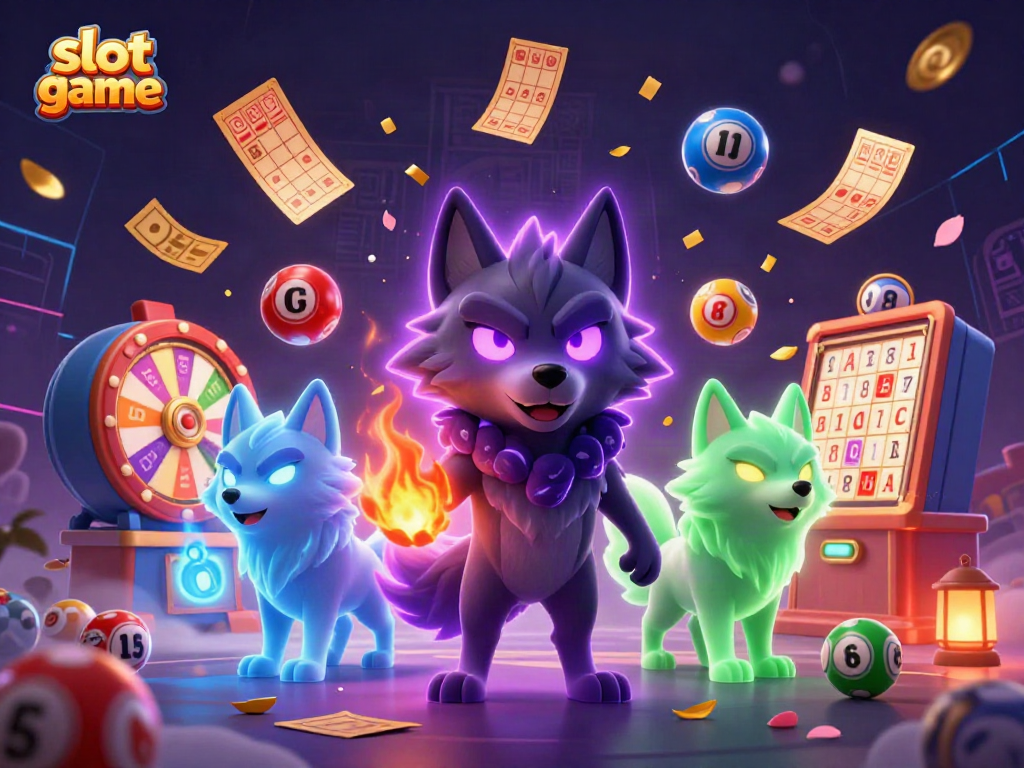 Engaging slot game illustration with ghostly wolves, colorful elements, and dynamic energy.