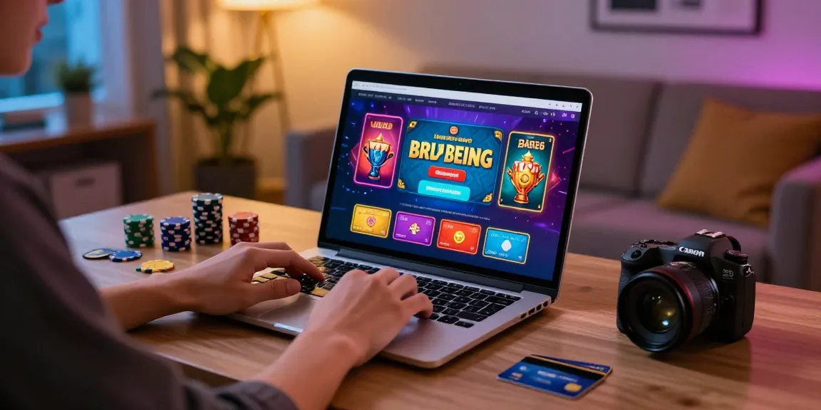 Engaging at credit card casino sites in a stylish home office with modern decor.