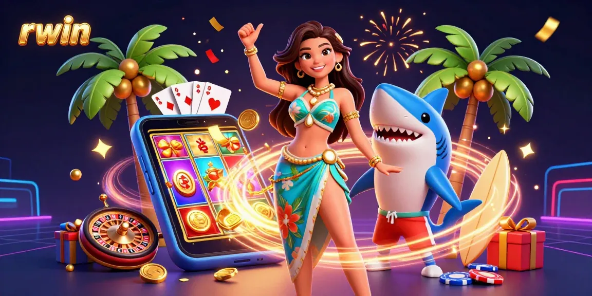 Spin to win with rwin in a vibrant casino-themed celebration featuring top gaming elements.