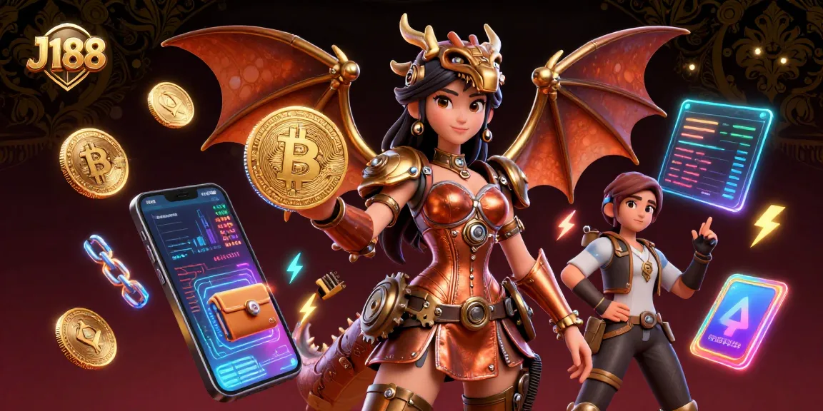 Experience the thrilling world of J188 with dynamic crypto casino elements and vibrant visuals.