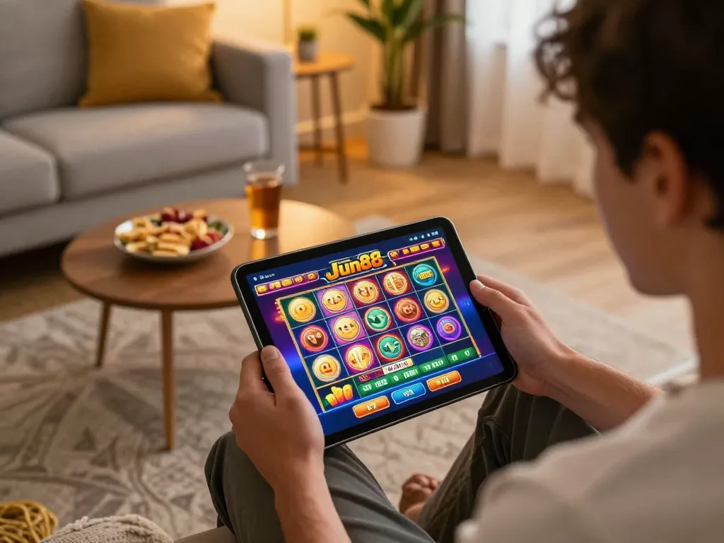 Play exciting slot games on the Jun88 app with a vibrant home atmosphere.