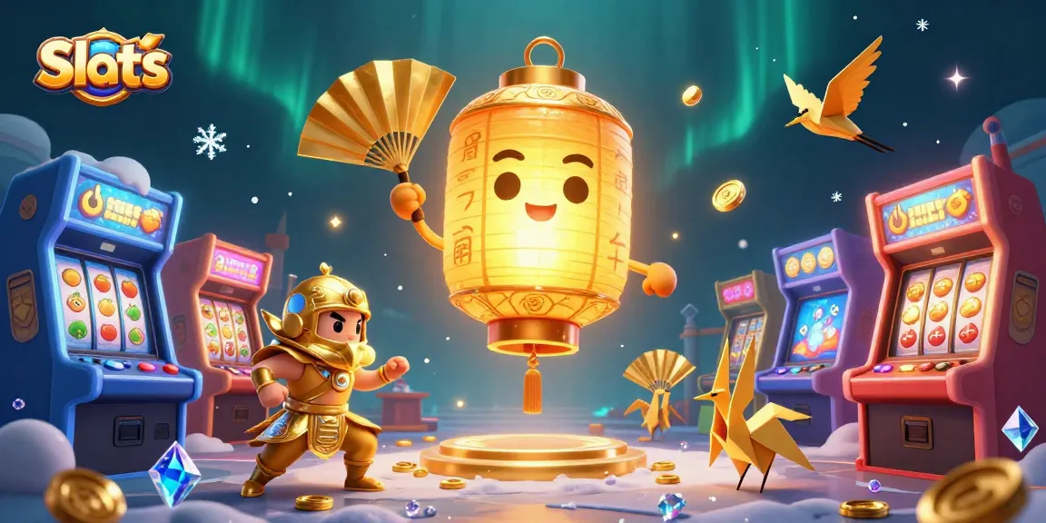 Engage in thrilling Slots action amid colorful casino elements and characters.