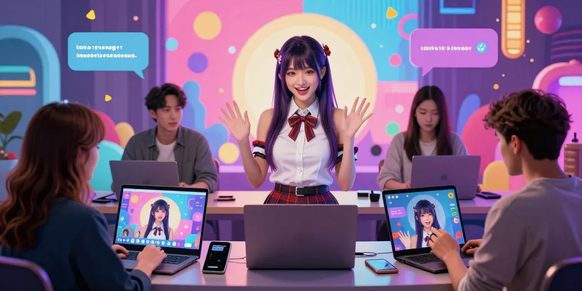 Engaging hentai chat AI avatars interacting in a digital space