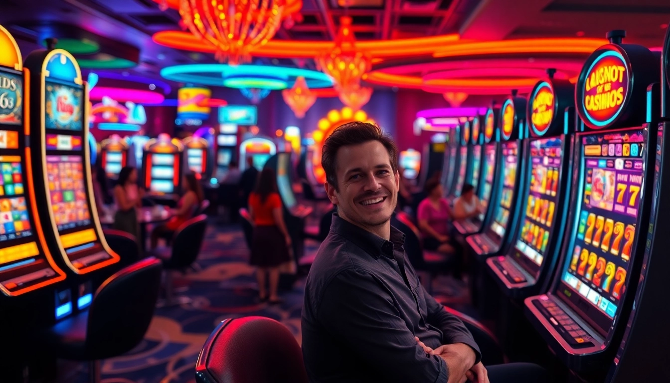 Menang di Slot deposit 5000 dengan mesin slot berwarna-warni di kasino.