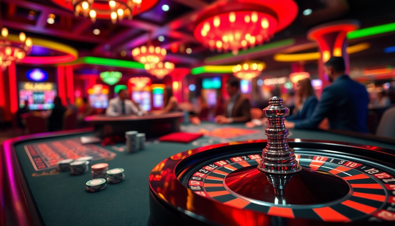 Togel389 bermain di meja kasino dengan roulette dan chip poker, penuh warna dan semangat.
