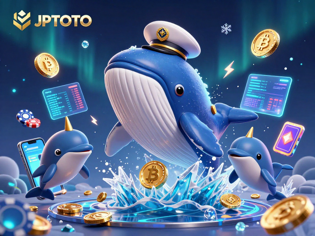 Engage with JPTOTO's stunning visuals showcasing whale, narwhal, and playful dolphins in casino adventure.