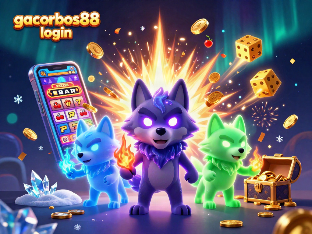 Experience the excitement of gacorbos88 login with a vibrant jackpot explosion and captivating wolves.