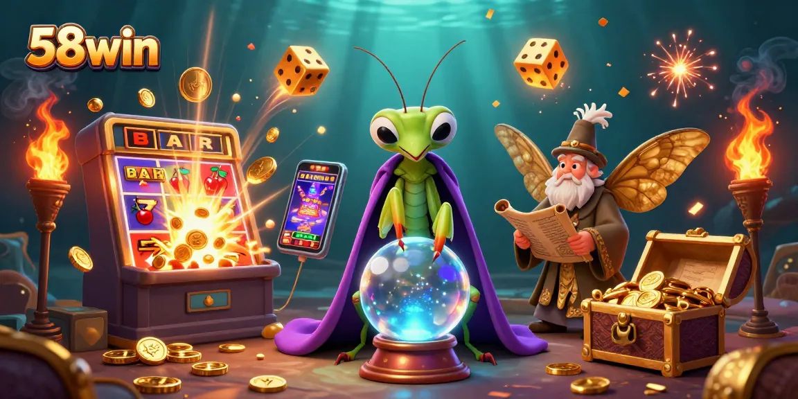 Engage in thrilling victories at 58win with a dynamic casino scene featuring fortune tellers and grand jackpots.