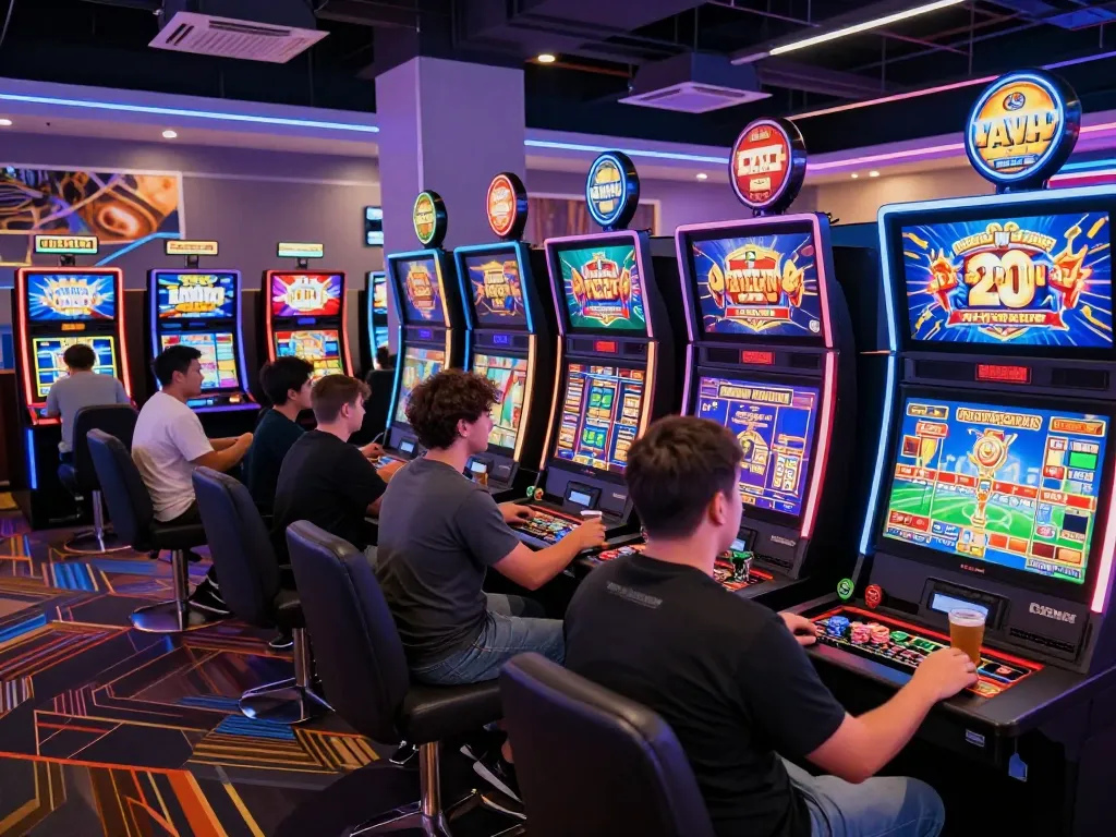 Suasana menegangkan pemain menikmati slot gacor hari ini di kasino online yang semarak.