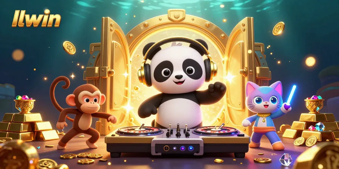 Engage with the exciting llwin casino scene featuring a DJ panda and vibrant game elements.