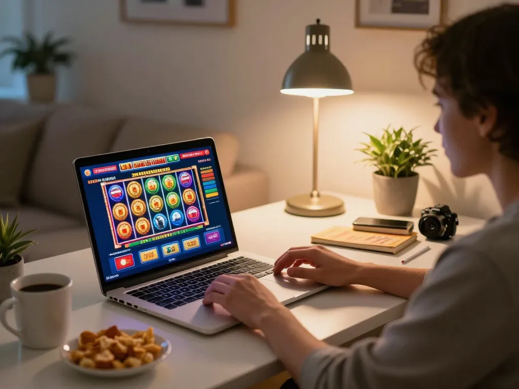 Engaging gameplay at Canadian online casinos with dynamic slots on a laptop