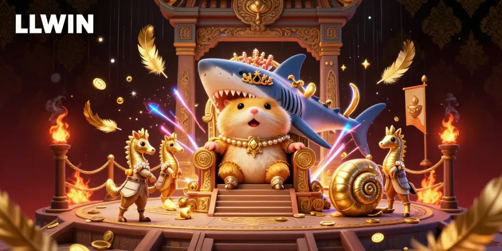 Experience thrilling gaming adventures with LLWIN in this vibrant 3D casino scene featuring lush symbols and dynamic elements.