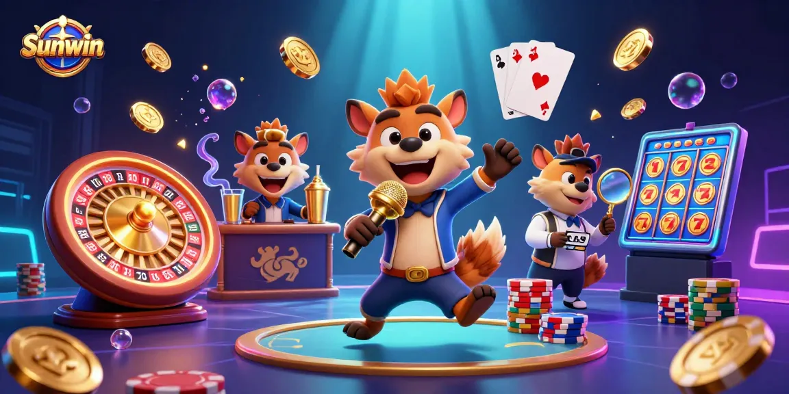 Sunwin invites players to enjoy lively gaming with hyena hosts in a vibrant casino scene.
