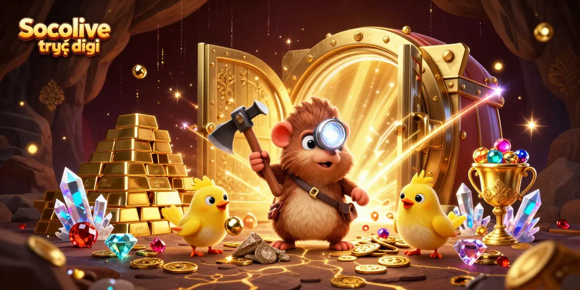 Experience Socolive trực tiếp with dynamic treasure hunting in a vibrant casino atmosphere.