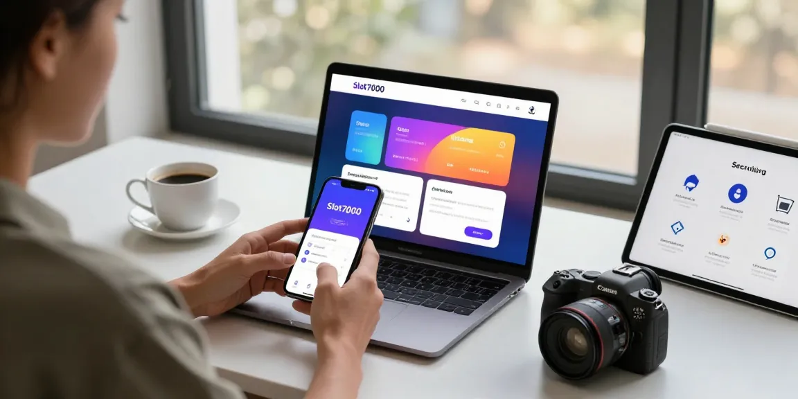 Accessing Slot7000 on a smartphone at a minimalistic workspace highlighting user-friendly features.