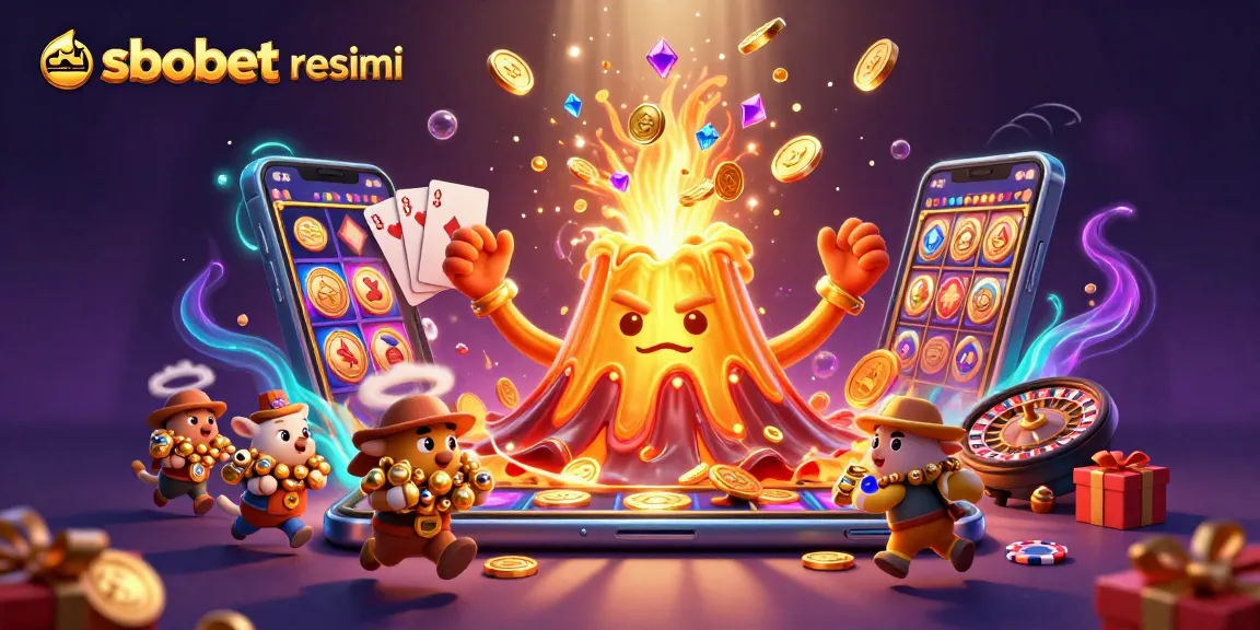 Experience sbobet resmi winning moments with vibrant 3D illustration filled with golden treasures and gaming excitement.