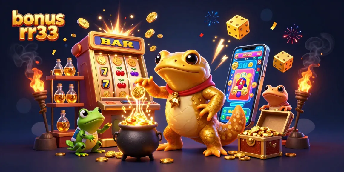 Engage with bonus rr33 in a vibrant scene of casino excitement featuring gold coins and slot machines.
