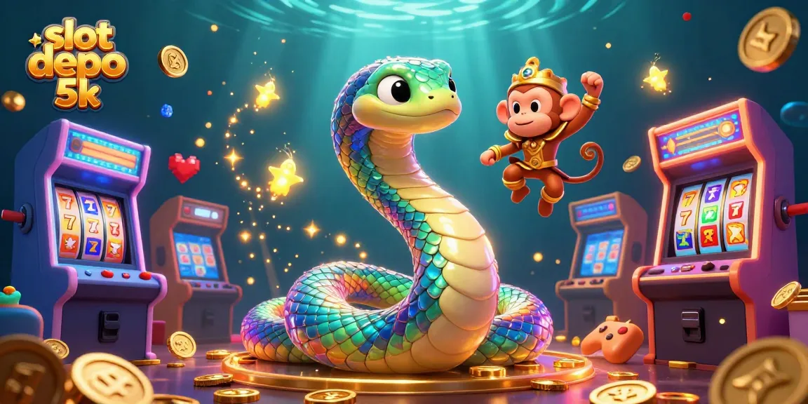 Experience the magic with slot depo 5k's vibrant casino scene featuring colorful slot machines and lively characters.
