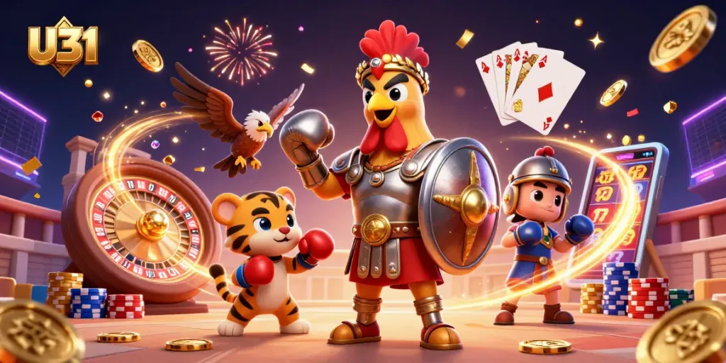 Experience the thrill of U31's dynamic casino action with epic characters and vibrant game elements.