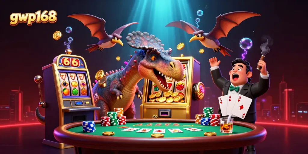 Permainan slot menarik di GWP168 saat dinosaurus pachycephalosaurus menang jackpot.