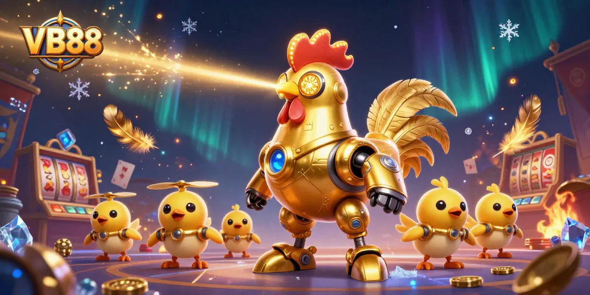 Engage with VB88 in an exciting casino scene filled with golden coins and playing cards.