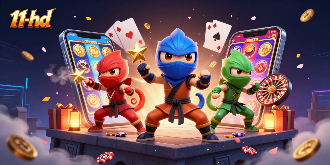 Engage in exciting gameplay with 11-hd's vibrant slot games and a dynamic ninja scene.