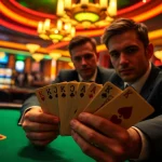 Win at Blackjack Casino with a focus on skilled player and vibrant casino atmosphere.