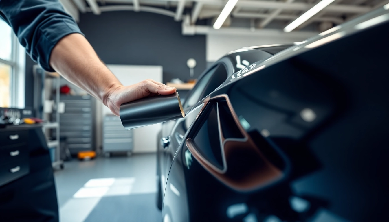 Applying PPF Chattanooga on a luxury car in a professional detailing workshop.