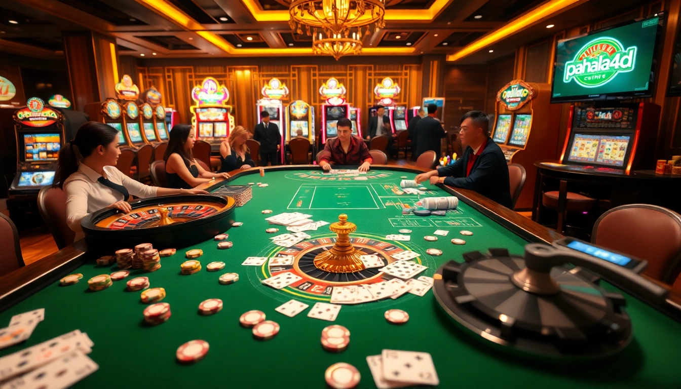 Pahal4d poker table showcasing vibrant chips, cards, and online gaming excitement.