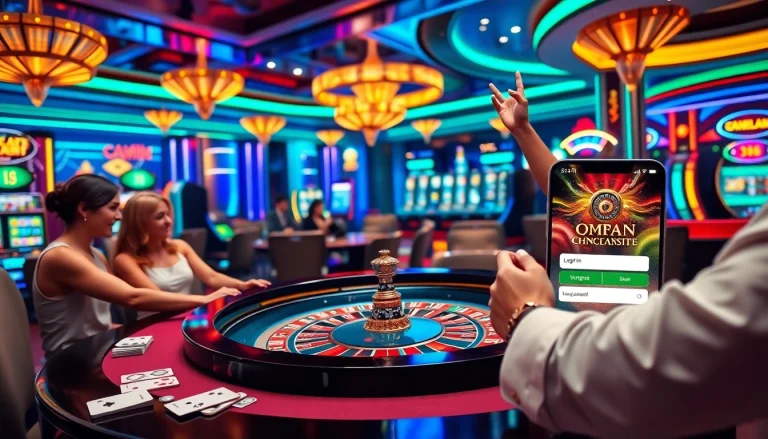 Experience the thrill of QQMacan login as players celebrate their wins at an exciting casino scene.
