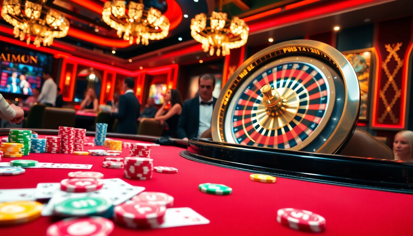 Experience the excitement of MM 88 FUN with a vibrant casino scene showcasing poker gameplay.