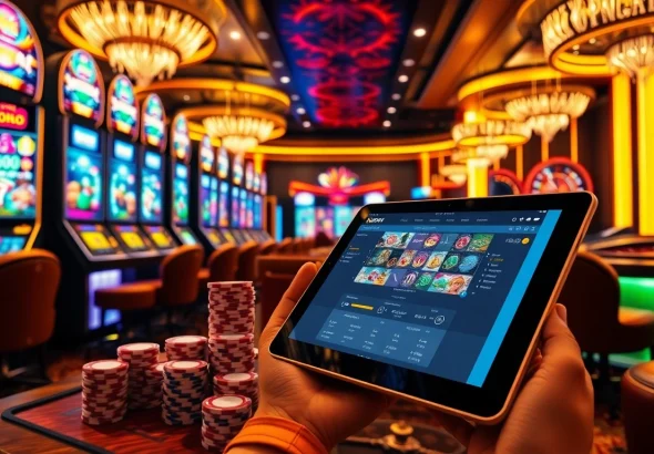 Engaging players with thrilling idn slot machines in a luxurious casino atmosphere filled with excitement.