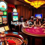Experience thrilling online gaming at https://luckywin.hu.net/ with a vibrant casino scene highlighting big wins.